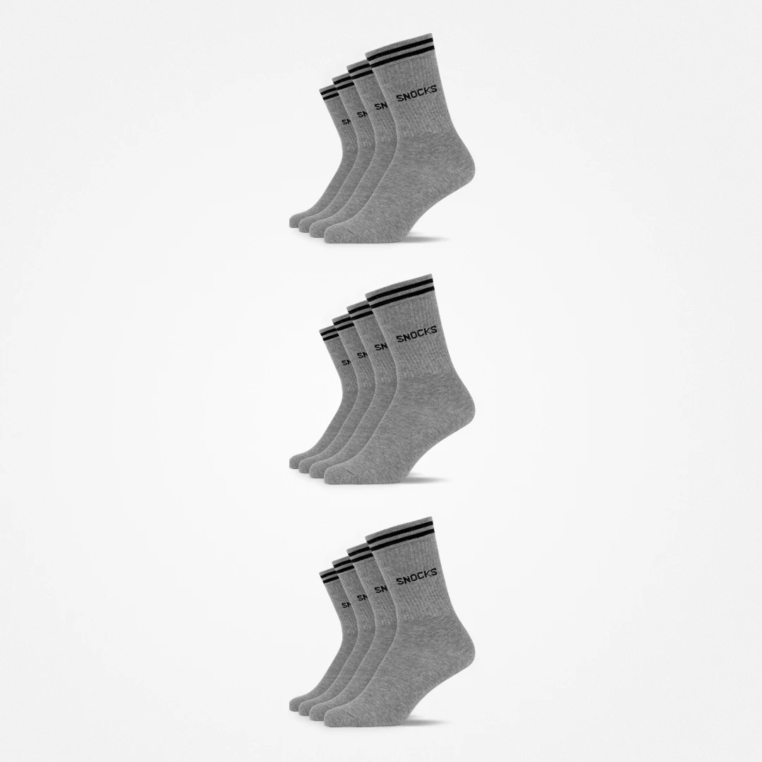 Hohe Sportsocken mit Streifen | Grau – 10