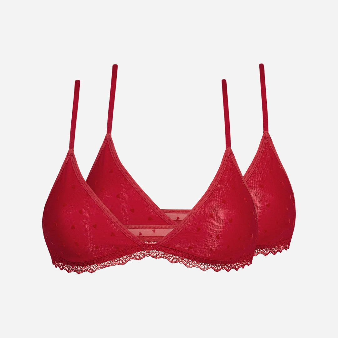 Triangel BH mit Herzchen-Muster | Kirschrot – 10