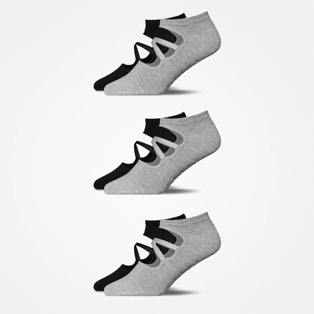 Pilates Socken mit Riemchen | Mix (Schwarz/Grau) – 9