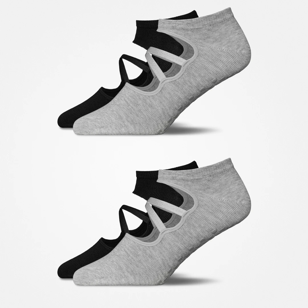 Pilates Socken mit Riemchen | Mix (Schwarz/Grau) – 8