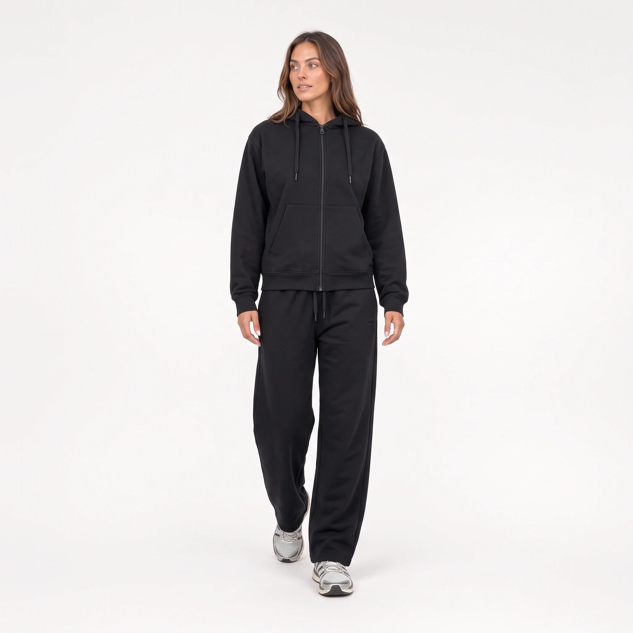 Jogginghose mit weitem Bein Damen | Schwarz – 2