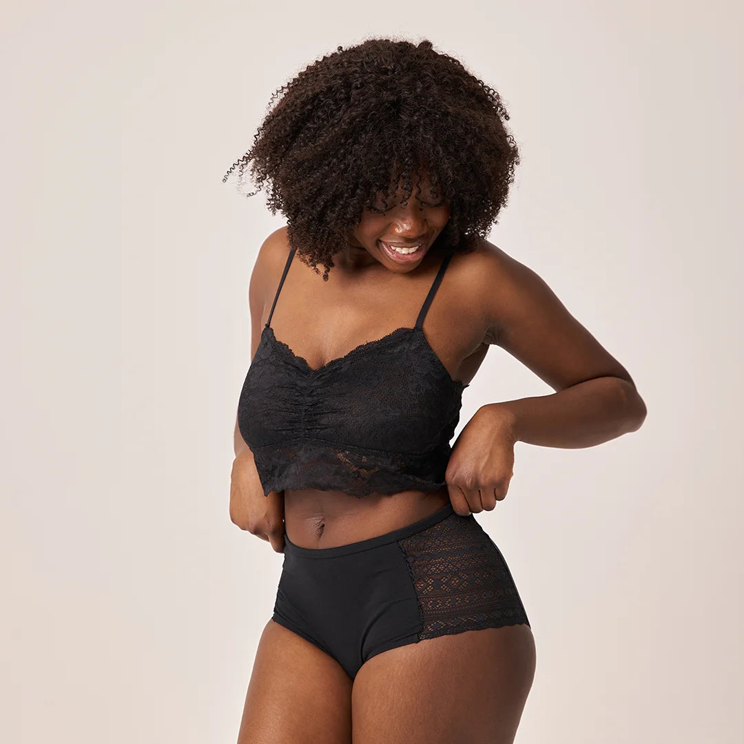 High Waist Hipster Panties mit Spitze | Mix (Mauve/Weinrot/Schwarz) – 2