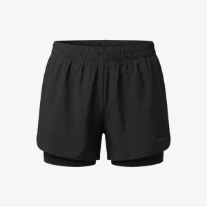 2 in 1 Sport Shorts Damen | Schwarz
