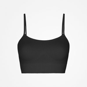 Gerippter Sport-BH | Schwarz