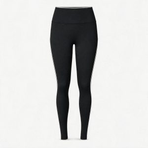 High Waist Leggings mit Retro Kontraststreifen | Schwarz