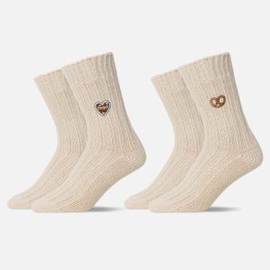 Norweger Socken | Off White "Lebkuchenherz & Brezn"-Edition