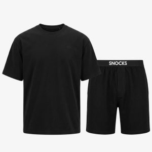 Schlafanzug Set Herren kurz | Schwarz
