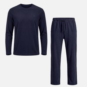 Schlafanzug Set Herren lang | Dunkelblau