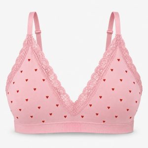 Seamless Spitzen Bralette | Rosa mit Herzchen