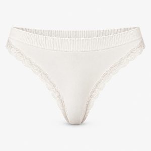 Seamless Strings mit Spitze | Cremeweiß