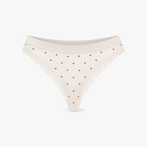 Seamless Strings mit Spitze | Cremeweiß mit Herzchen