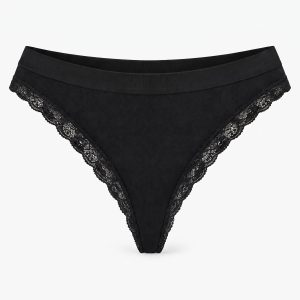 Seamless Strings mit Spitze | Schwarz