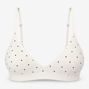 Seamless Triangel Bralette | Cremeweiß mit schwarzen Pünktchen
