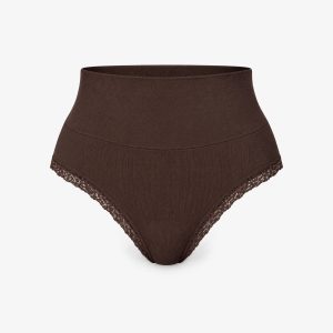 Shaping High Waist String mit Spitze | Coffee Bean