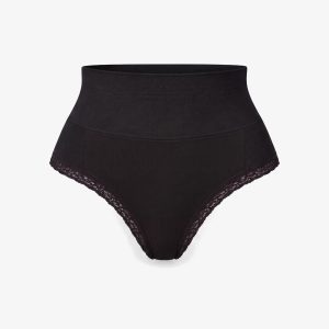 Shaping High Waist String mit Spitze | Schwarz