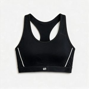 Sport-BH Damen mit Retro Kontraststreifen | Schwarz