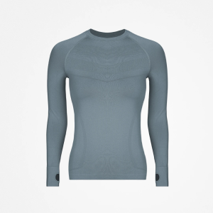 Sportshirt langarm Damen | Taubenblau